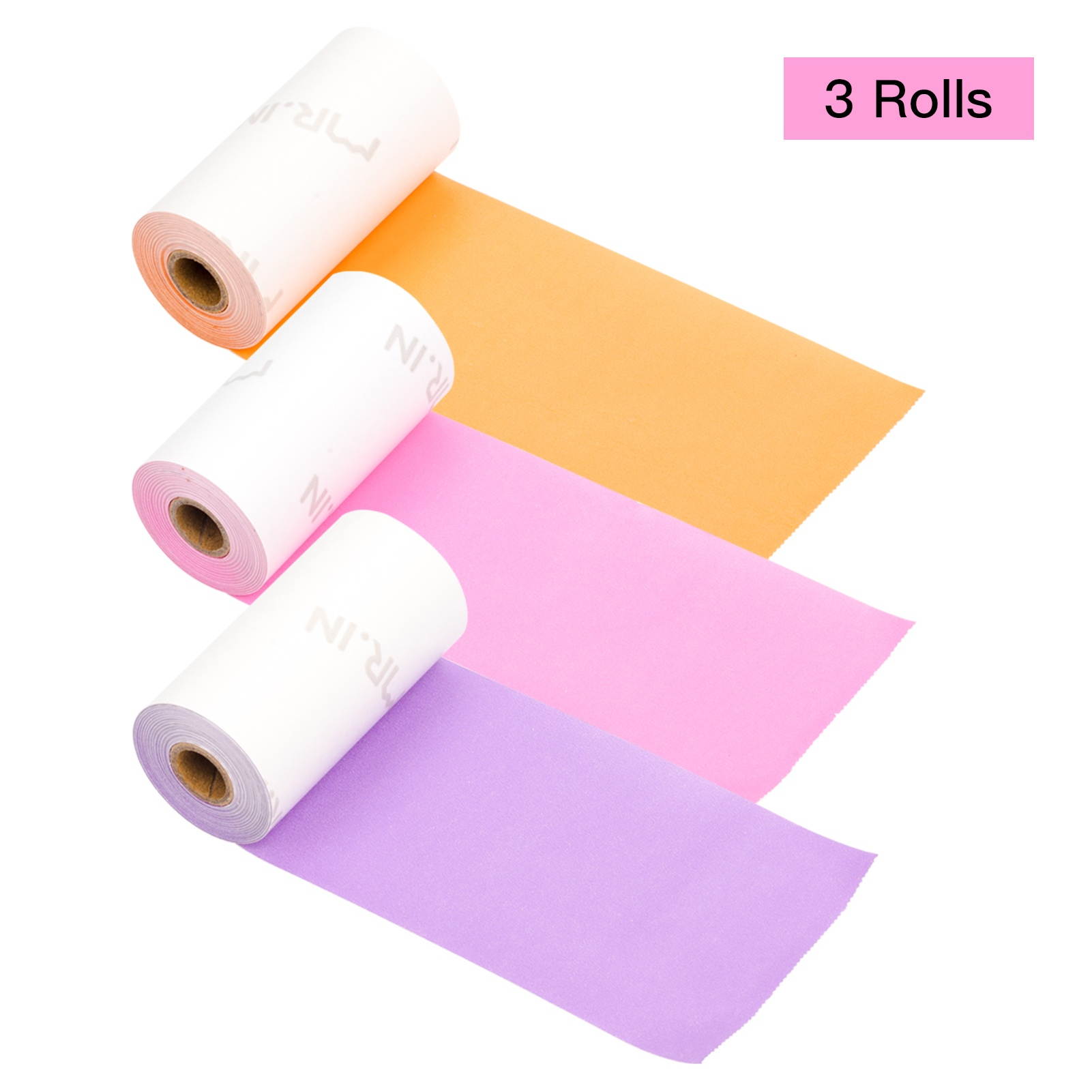 Aibecy 3 Rolls Self-Adhesive Thermal Paper Black on Purple/Rose Red/Orange 50mm*3.5m Compatible with Phomemo M02/M02S Thermal Printers
