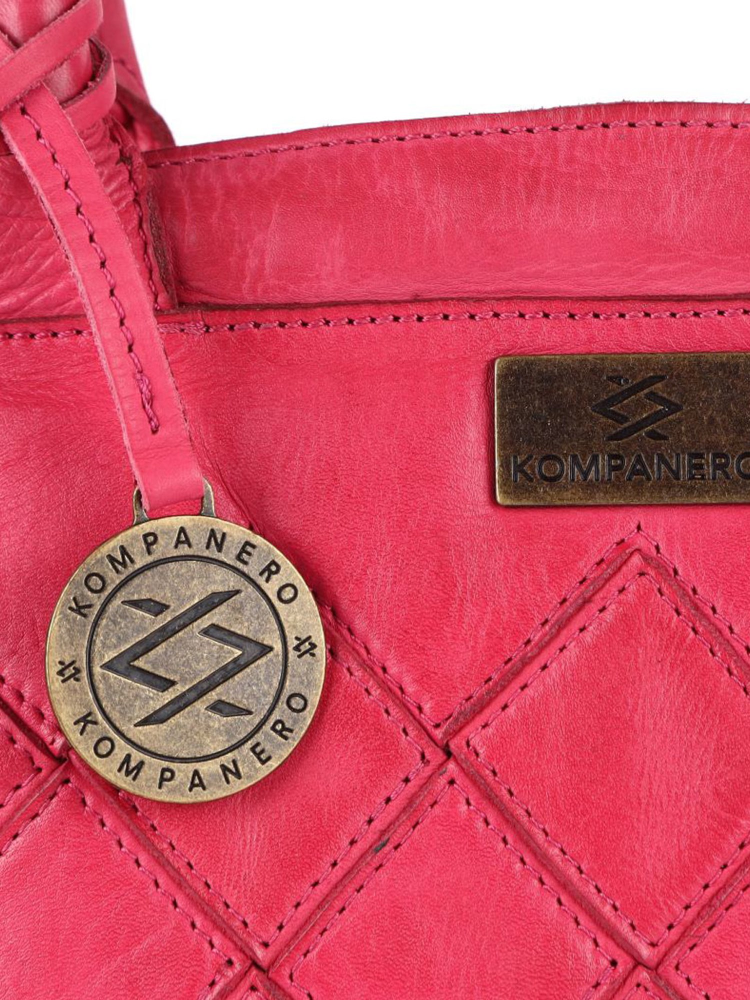 KOMPANERO Anna Fuchsia Leather Textured Shoulder Handbag