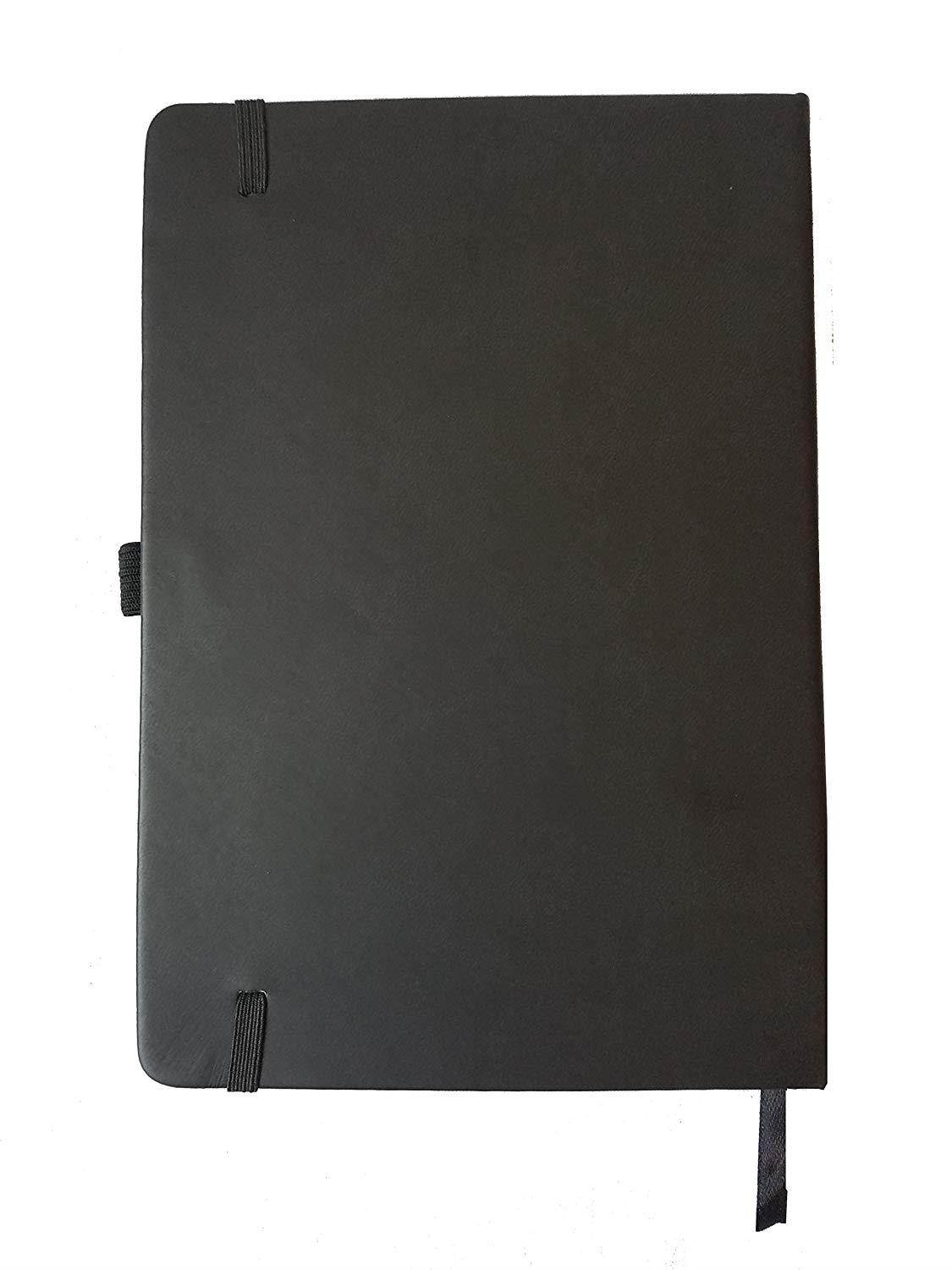 ImpecGear Classic Notebook/Writing Journal 5.5 x 8.25 Black Gray Orange Free Pen (Pack of 5, Black)