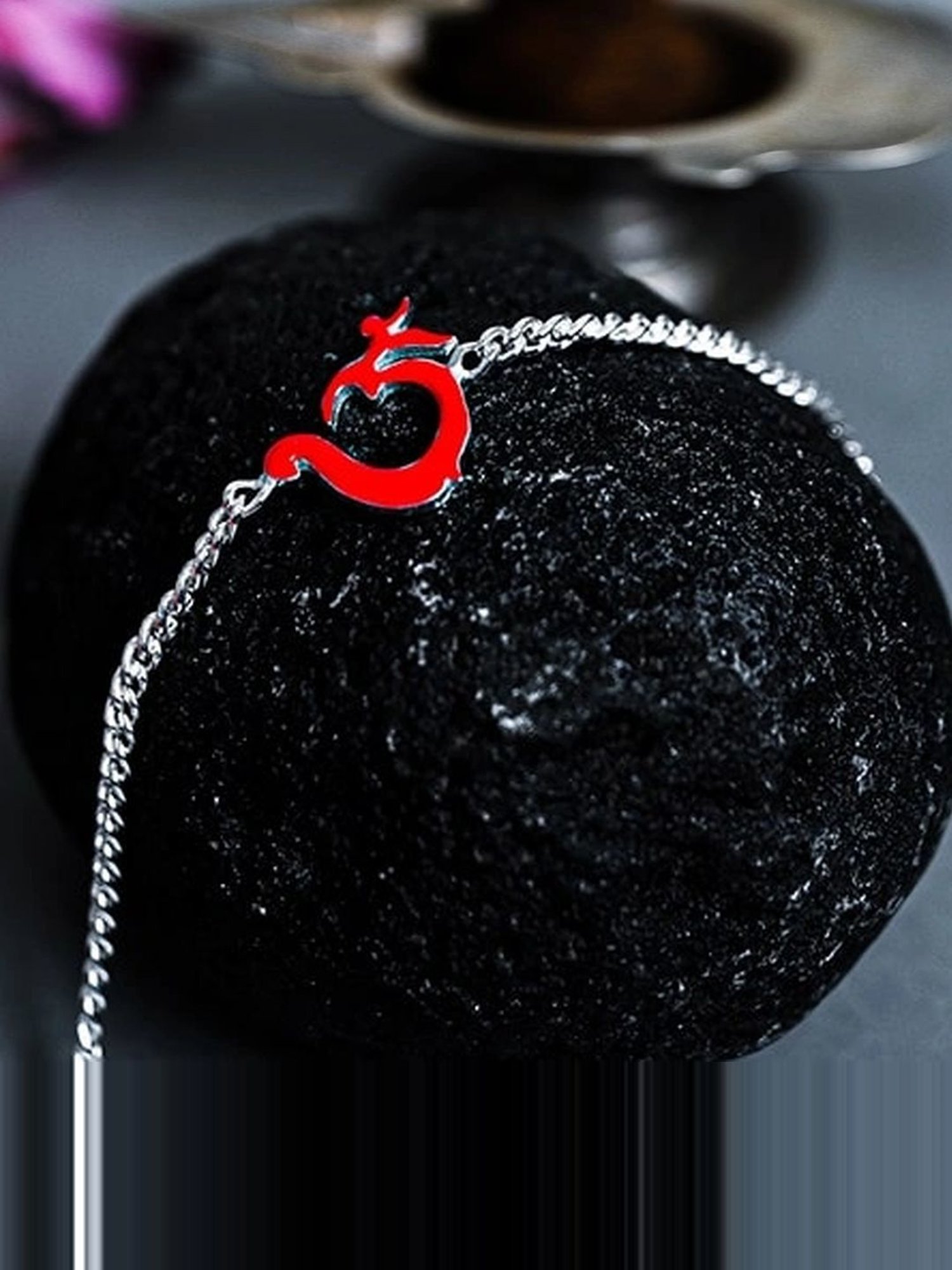 Touch925 Orange "OM" Rakhi cum Bracelet in Sterling Silver for Men