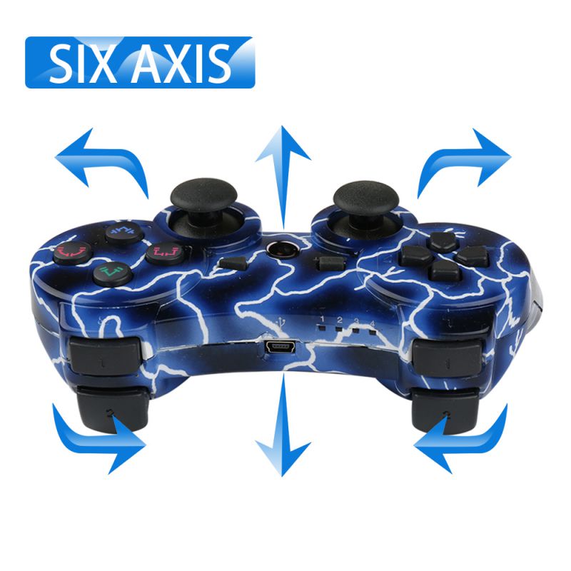 CHENGDAO PS3 Controller 2 Pack Wireless Dual Shock Gamepad for Sony Playstation 3 with Charging Cord (Black + red )