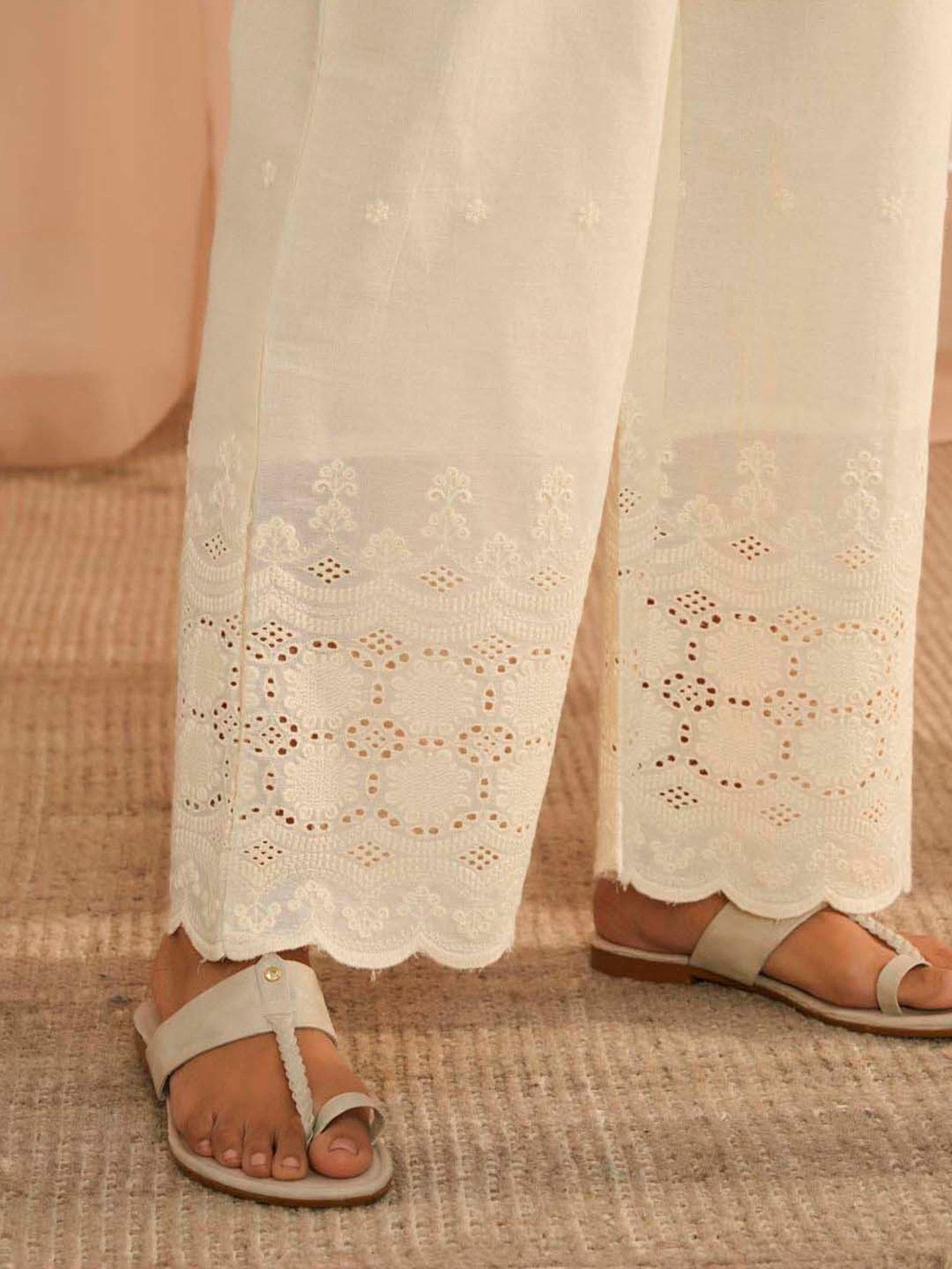 Libas Off White Self Design Cotton Co-Ords