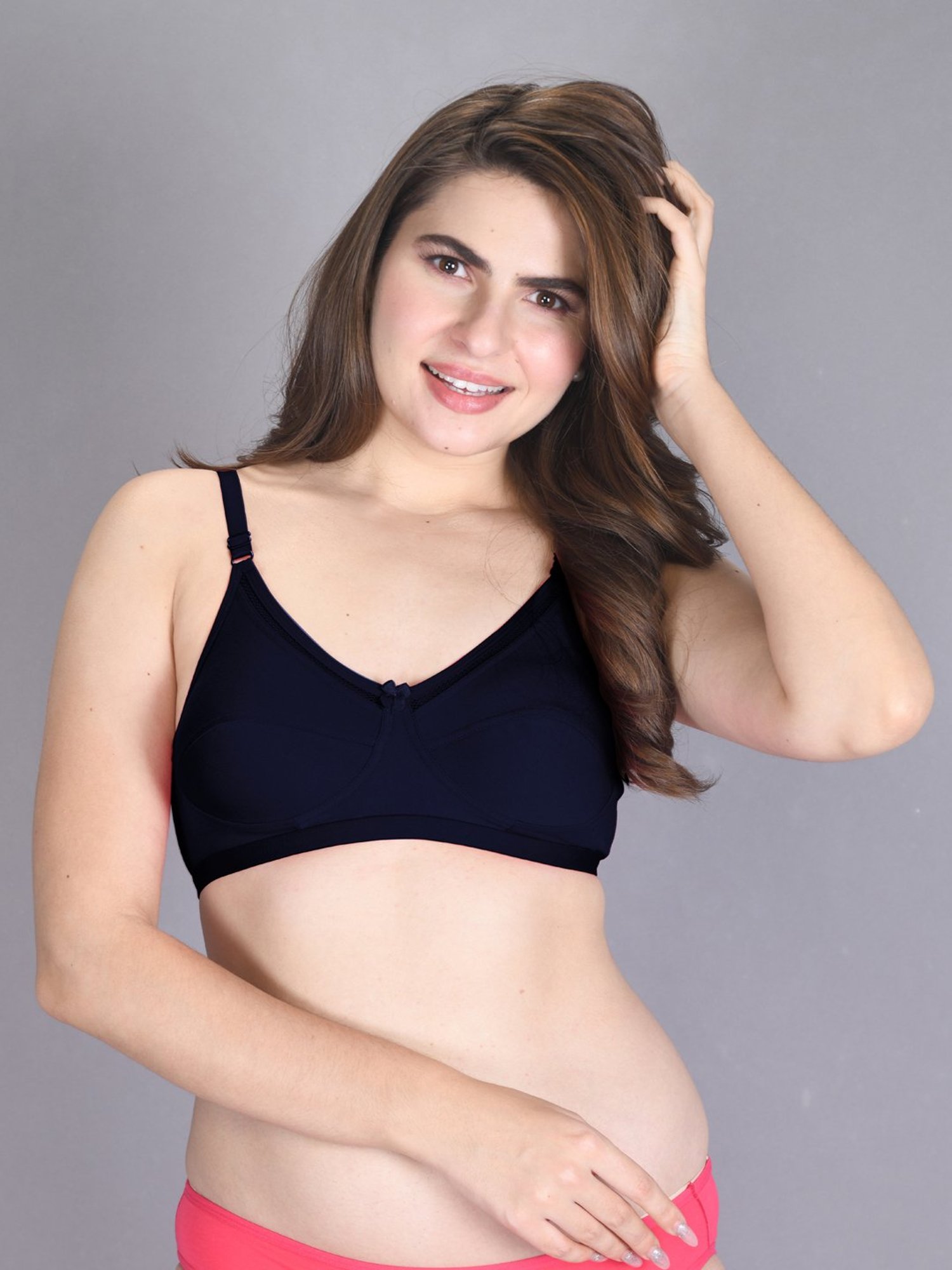 Lux Venus Navy Full Coverage Non-Wired Bra With Adjustable Strap