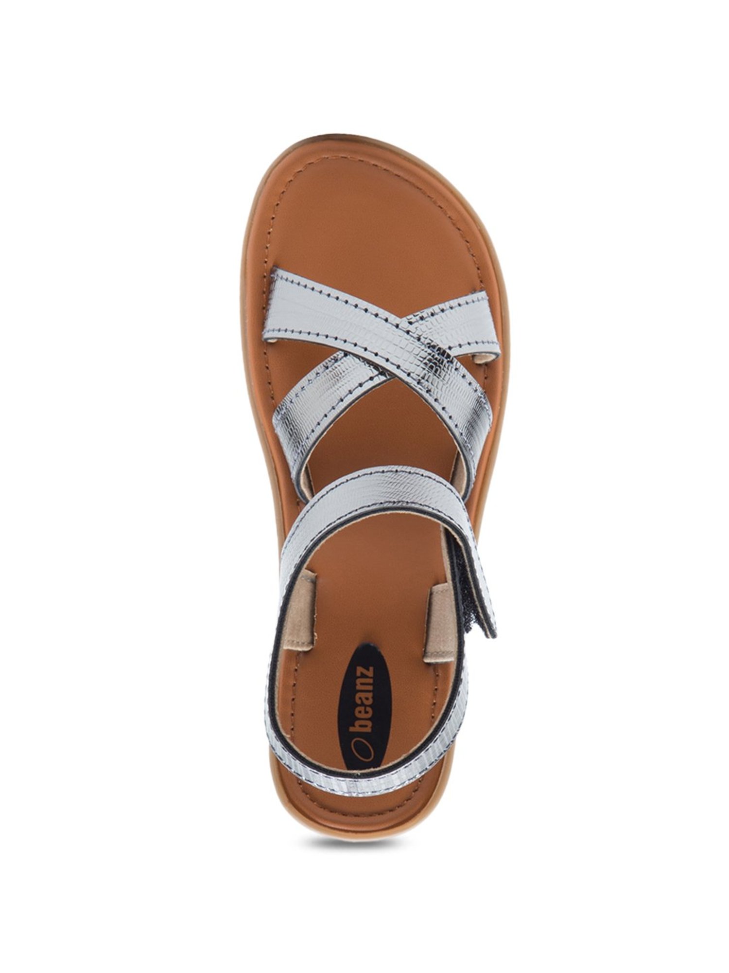 Beanz Kids Kathleen Grey & Tan Cross Strap Sandals