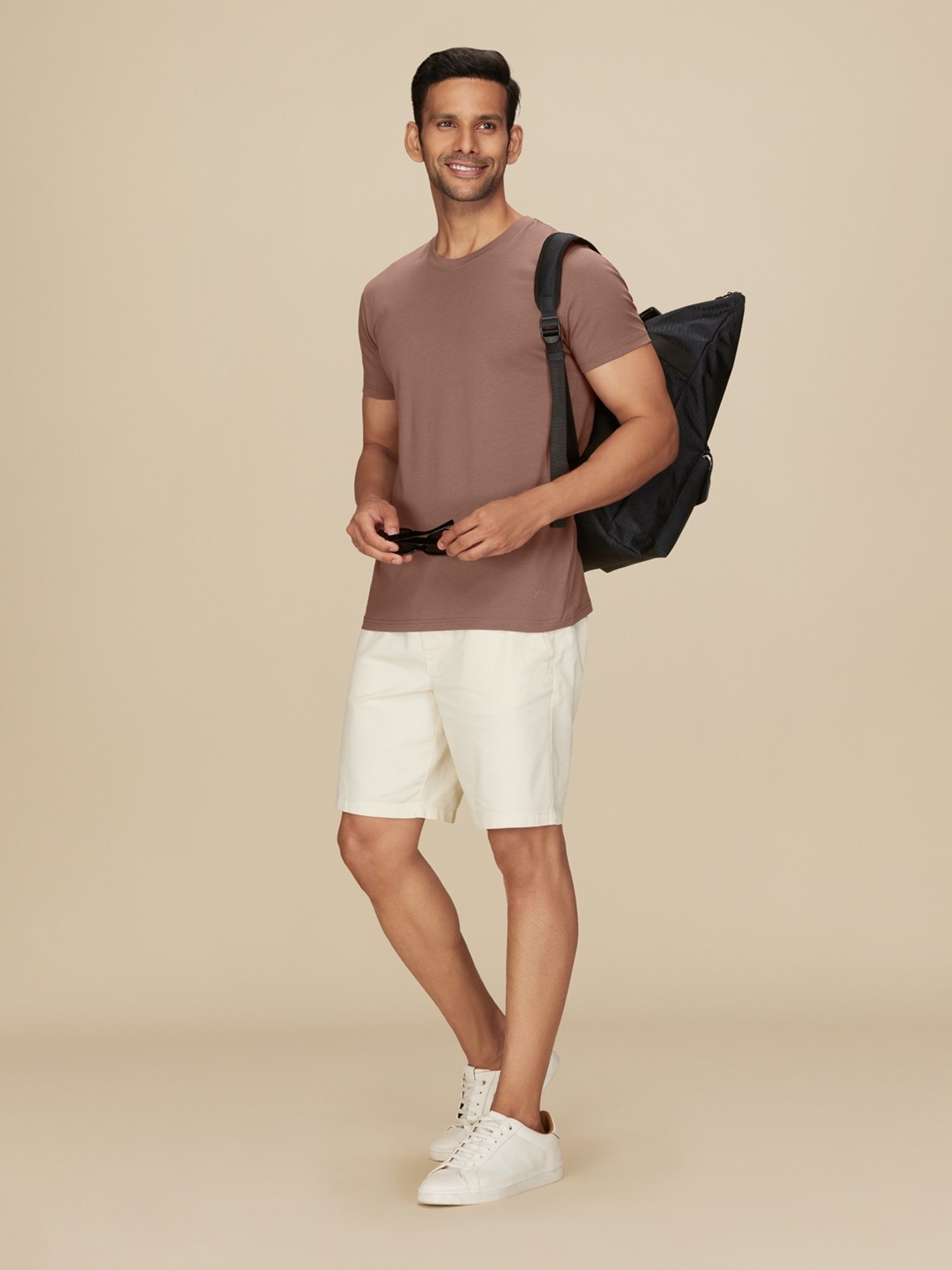 XYXX Brown Latte Cotton Regular Fit T-Shirts