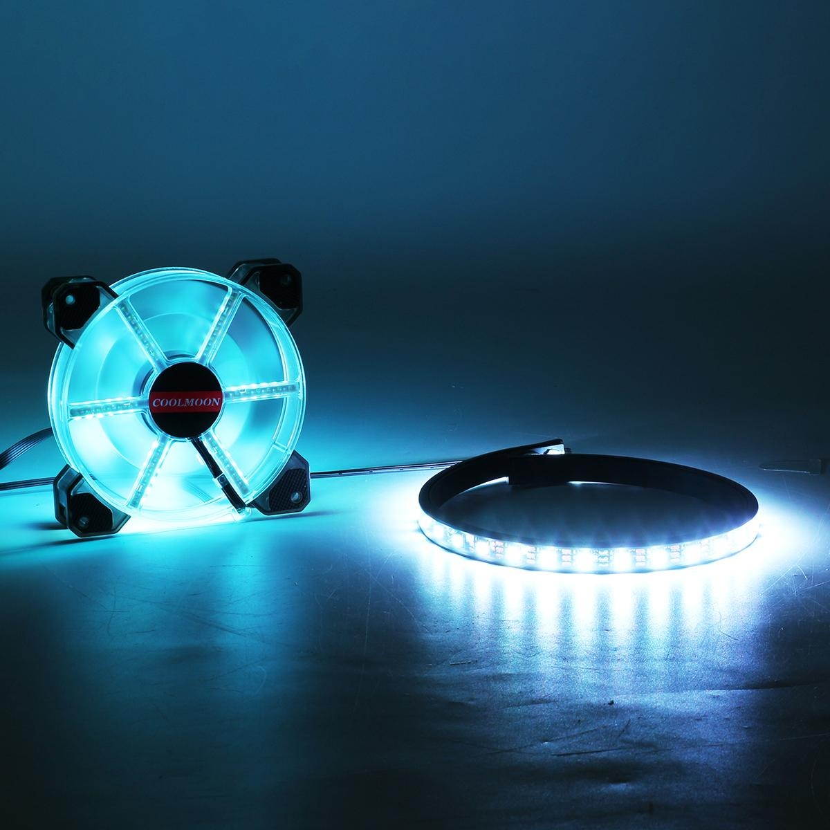 DC 12V RGB Color LED Desktop Computer PC Case Cool Cooling Fan 12cm Light Bar - 50cm magnetic absorption RGB light bar