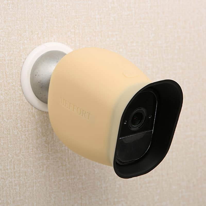 Case Skin with Dual Layer Sunshade Design, Clear (Not Fuzzy) Night Vision - Sun Glare UV Weather Protection Cover Compatible with Arlo Pro & Arlo Pro 2 Smart Security Camera, 3 Pack (Beige)