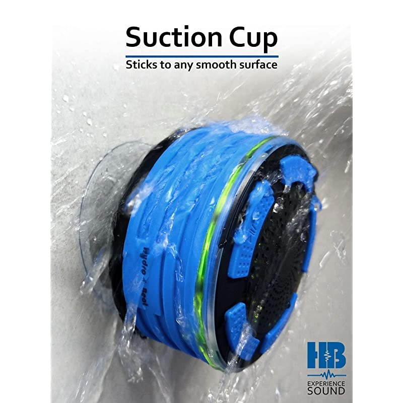 Portable Waterproof Shower Radio HB Illumination Shockproof Dustproof Wireless Shower Radio with Suction Cup Perfect for Pool Shower Boat Beach Hot Tub Outdoors Indoors