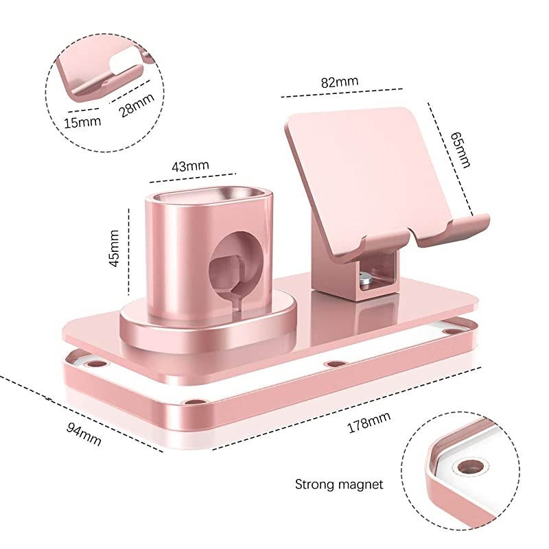 3 in 1 Charging Stand for Apple Watch Series 5432 Airpods 21 Compatible with iPhone 12 Pro 2020 11 SE XS MAX XR XS 8 7 6 6 Plus 5s iPad Tablet Stand Original Cable RequiredRose Gold