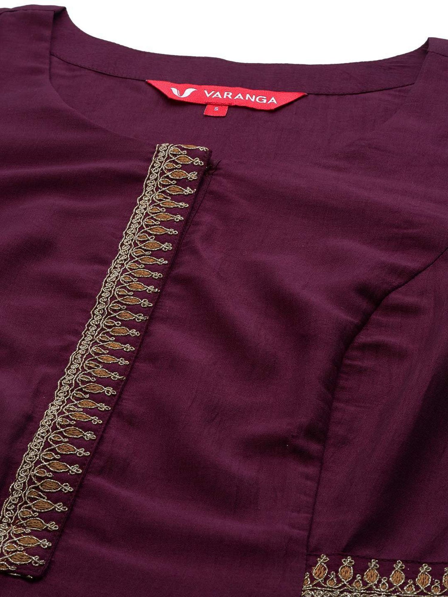 Varanga Purple Embroidered Kurta Pant Set With Dupatta