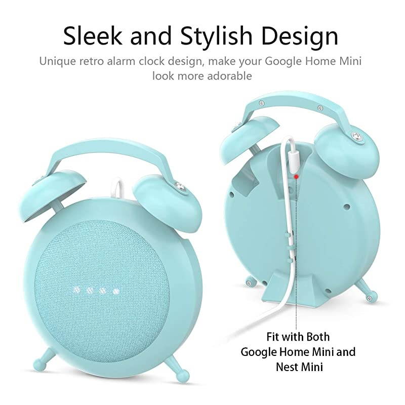 Home Mini Stand Holder, Retro Alarm Clock Stand Mount Base Protective Case Compatible with Home Mini and Nest Mini (White)