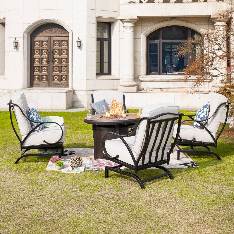 5pc Conversation Steel Patio Seating Sets Cream - Lokatse