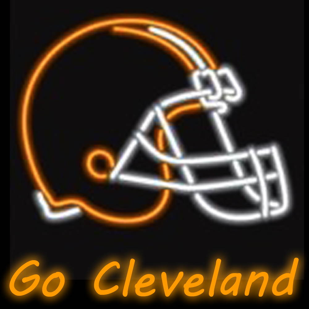 Fashion Neon Sign NFL Cleveland Browns Handcrafted Real Glass Lamp Neon Light Neon Sign Beerbar Sign Neon Beer Sign 19x15