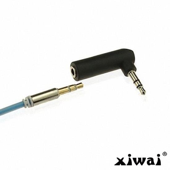 Xiwai 90 degree right angled 3.5mm 3poles Audio Stereo Male to Female Extension Adapter Black