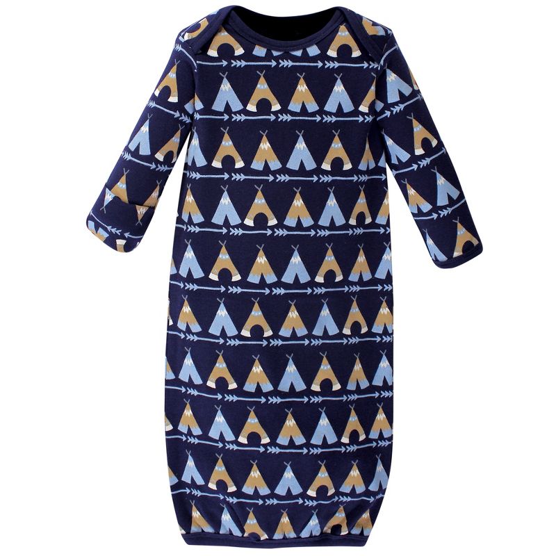 Luvable Friends Baby Boy Cotton Long-Sleeve Gowns 4pk, Tribe, 0-6 Months