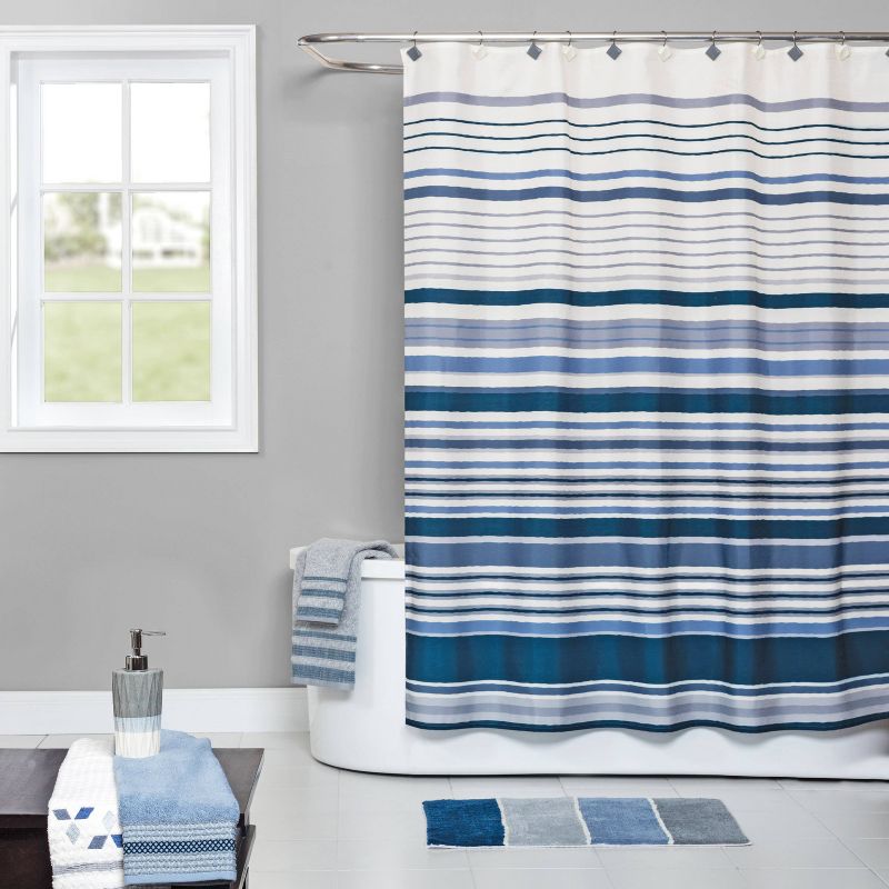 Cubes Striped Shower Curtain Blue - SKL Home