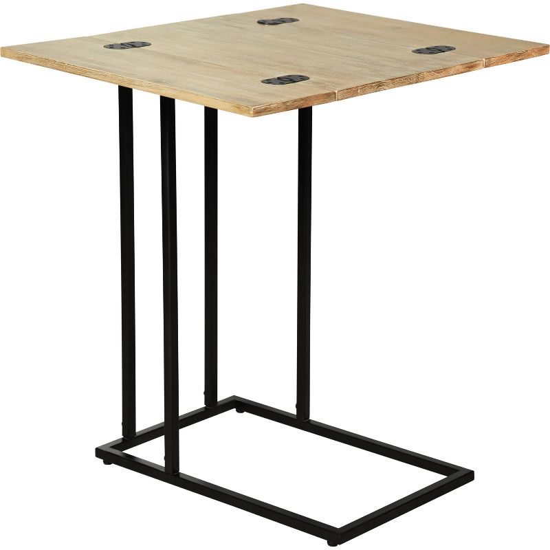 Harton Rustic Expandable C Side Table - Natural Wood - Serta