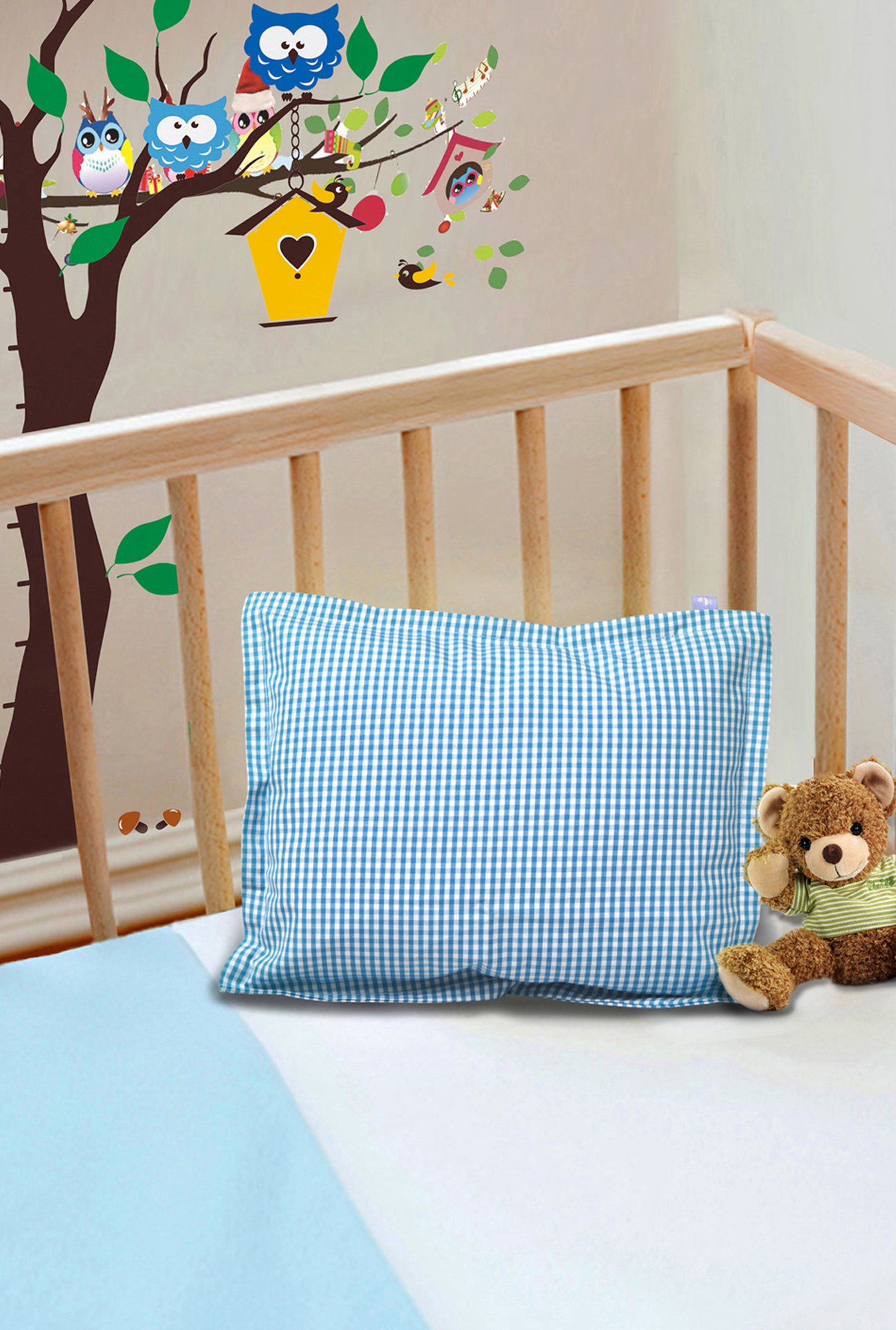 The Baby Atelier Blue & White Cotton 400 TC Pillow Cover