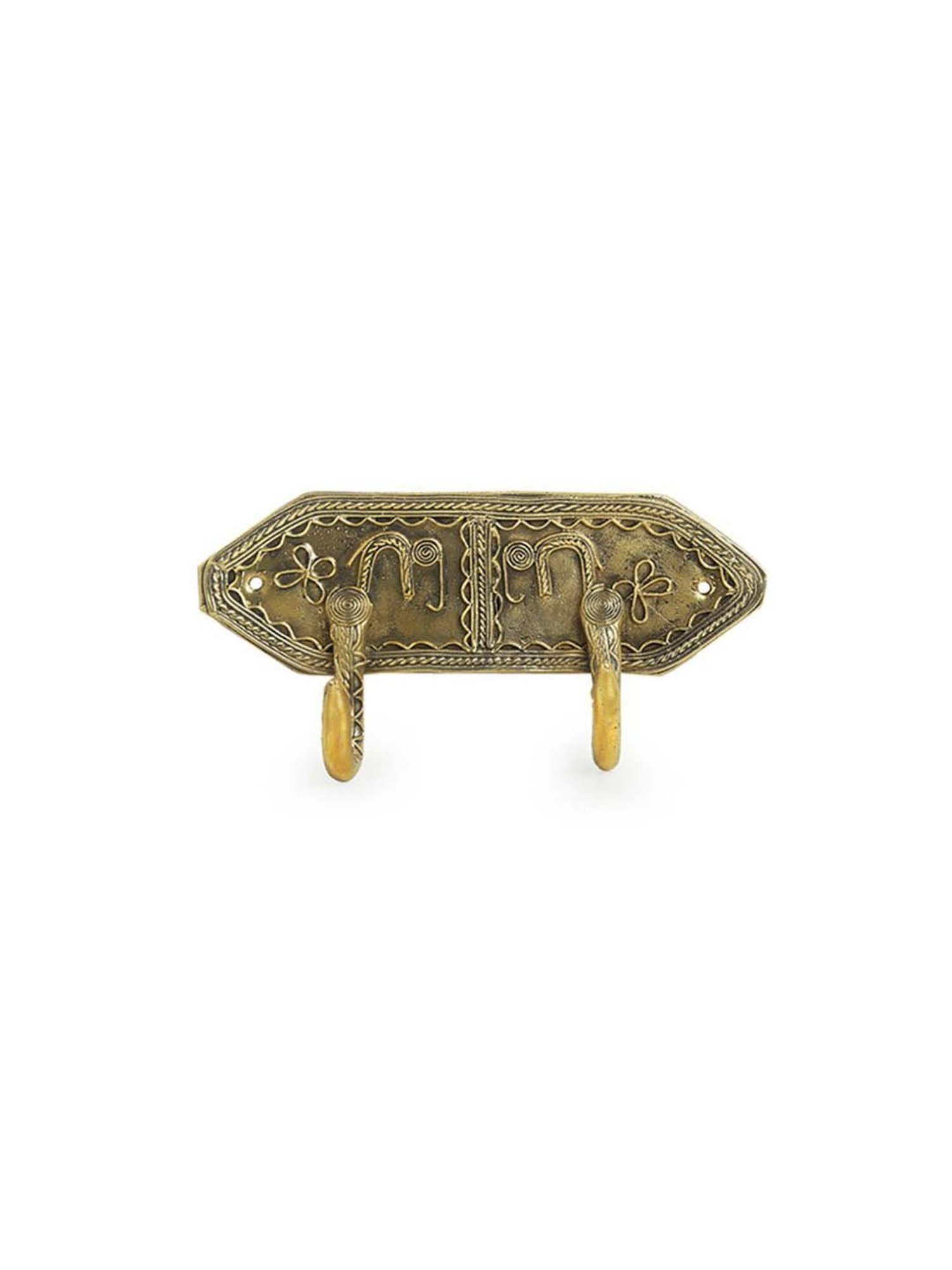 ExclusiveLane 'Tribal Elephanta Hooks' Brass Wall Cloth & Towel Hanger Handmade in Dhokra Art