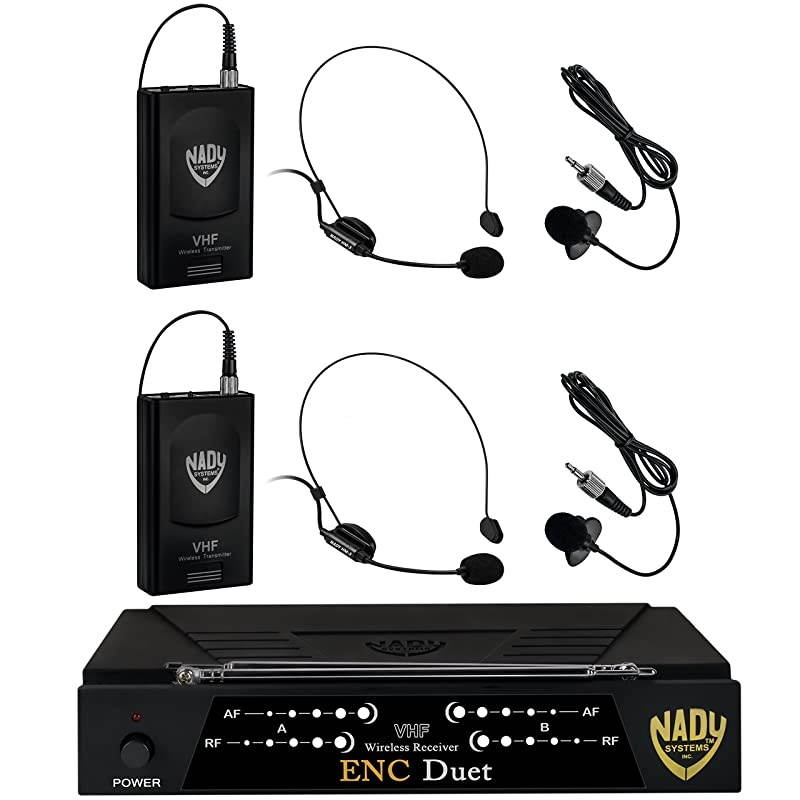 ENC DUET Wireless Dual Channel Headset + Lapel/Lavalier Microphone System,4 Microphone (HM-3 + LM-14)