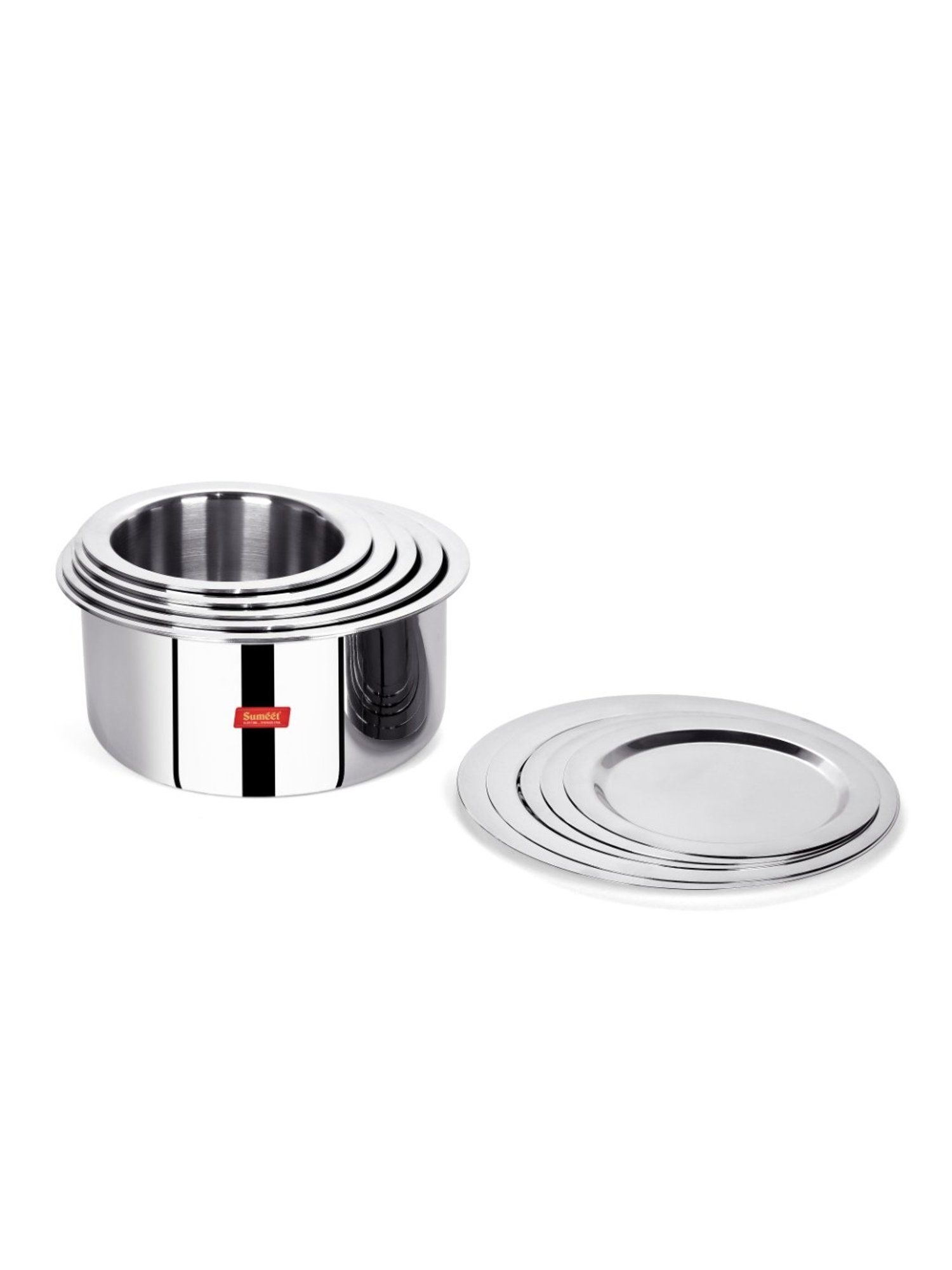 Sumeet Cook Smart TriPly SAS Tope Set of 5Pc with Lid-(1.1L,1.6L,2L,3L,4,)(14cm,16Cm,18Cm,20Cm,22Cm)