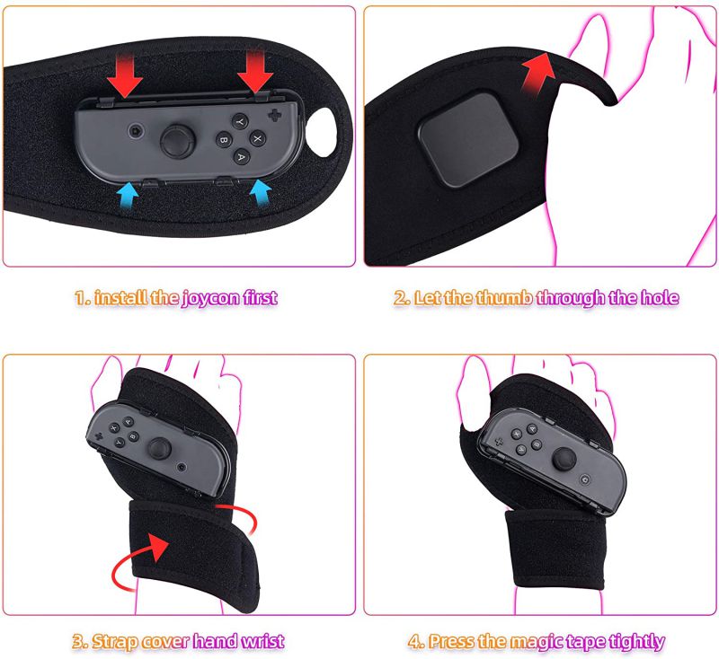 Wristband is suitable for Just Dance 2021 2020 2019 switch, hands-free elastic wristband, suitable for Nintnedo Switch dance accessories, a pair of JoyCon grips (black), adult version