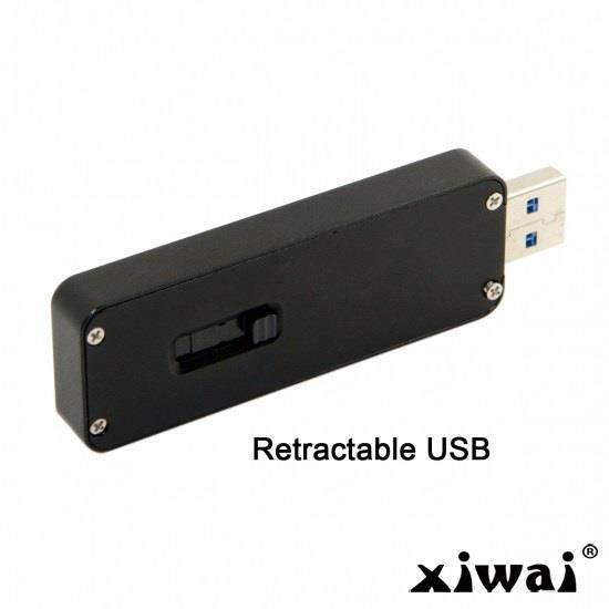 Xiwai Retractable 42mm NGFF M2 B-key or B/M-key SSD to USB 3.0 External PCBA Conveter Adapter Card Flash Disk Type Black