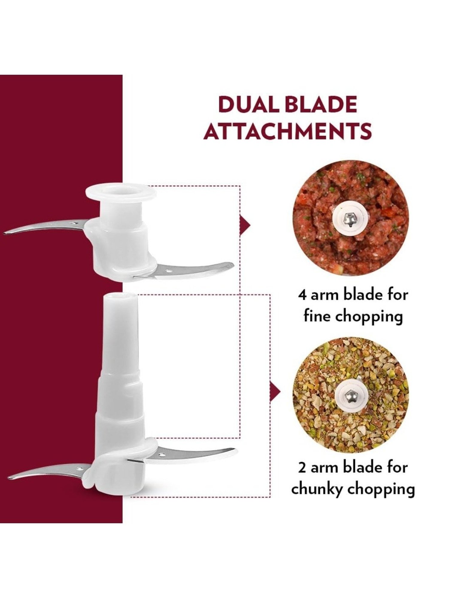 Borosil Chef Delite Electric Chopper 300W plastic bowl with lid (Red)