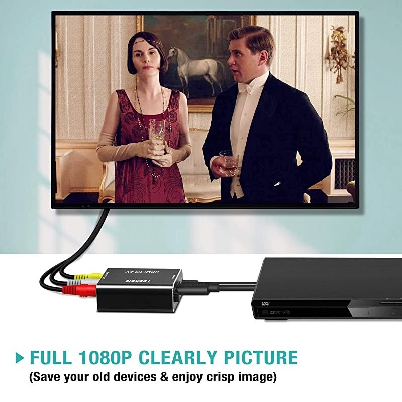 HDMI to RCA Audio Converter-  Aluminum HDMI to AV 1080P Converter HDMI to 3RCA CVBS AV Composite Video Adapter Supports PAL/NTSC for  Fire TV Stick, Roku, Apple TV, PC, Laptop, Xbox, HDTV
