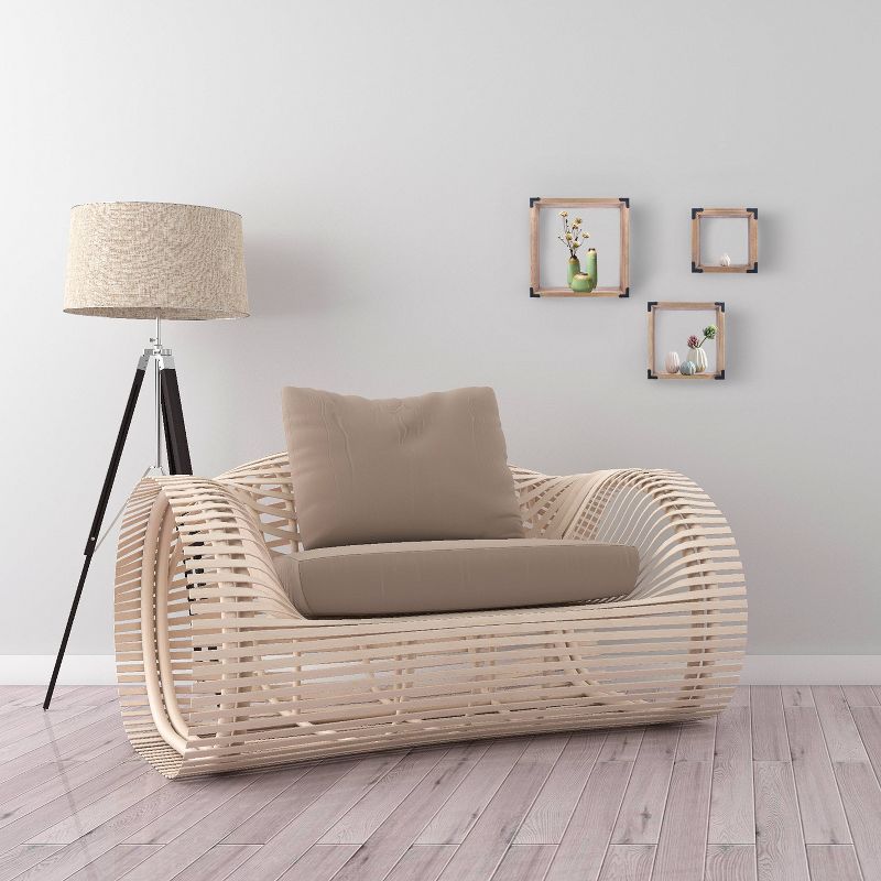 3pc Rustic Hanging Open Shadow Boxes Brown/Black - Danya B.