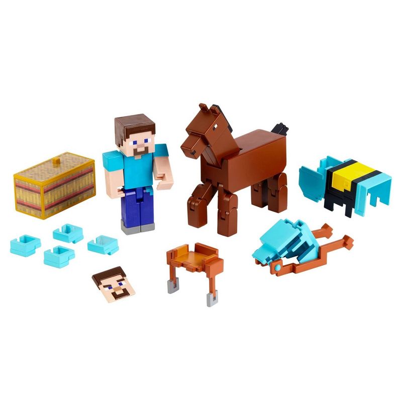 Minecraft Comic Maker Steve and Armored Horse Figure 2pk
