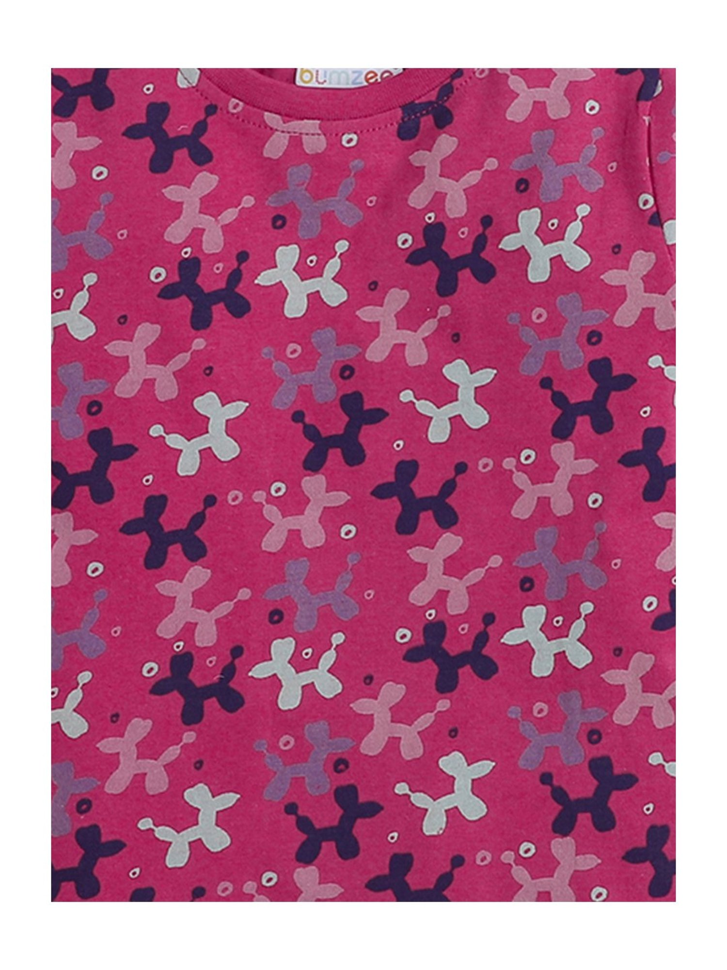 Bumzee Girls Pink Printed Full Sleeves T-Shirt with Pyjamas