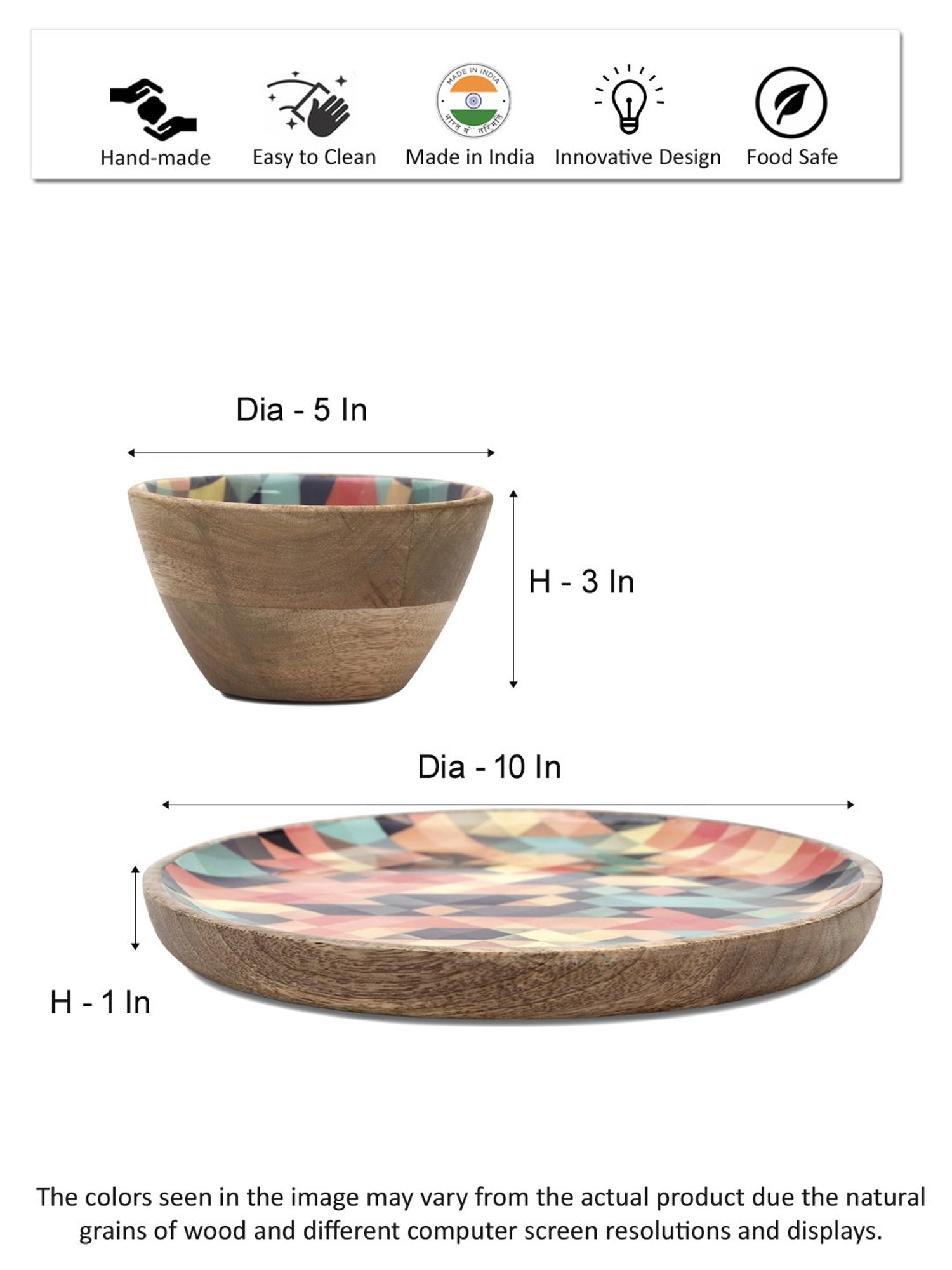 VarEesha Multicolor Wood 2 Piece Dinner Set