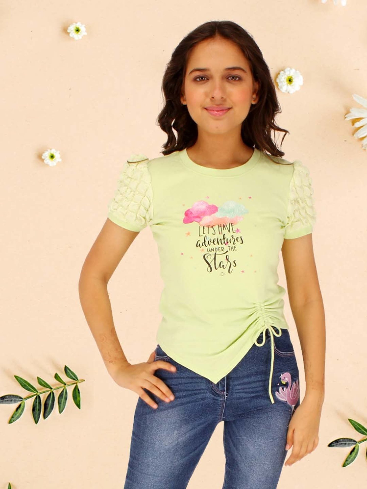 Cutecumber Kids Green Printed Top