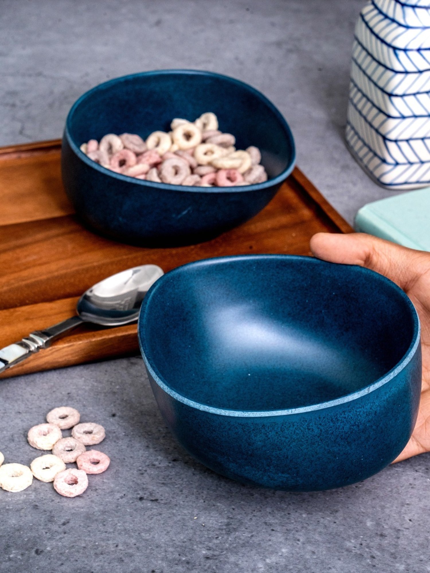 Stehlen Blue Melamine Retro Bowl - Set of 2