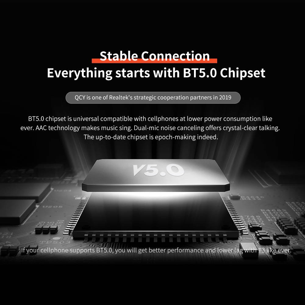 Global Version Xiaomi QCY T3 BT Wireless TWS Earbuds BT 5.0 Touch Control True Wireless Earphones with Dual Mic Stereo Call Sports Headphones 3D Stereo Headset