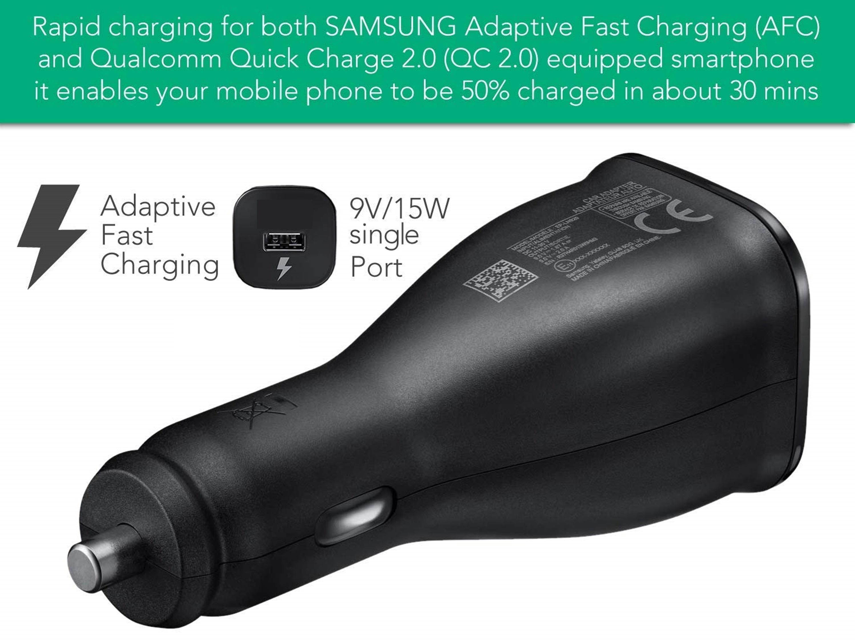 Galaxy Car (AFC) Charger for Samsung Galaxy S7/S7 Edge/S6/S6 Edge Adaptive Fast Charging w/Micro USB Cable - Black