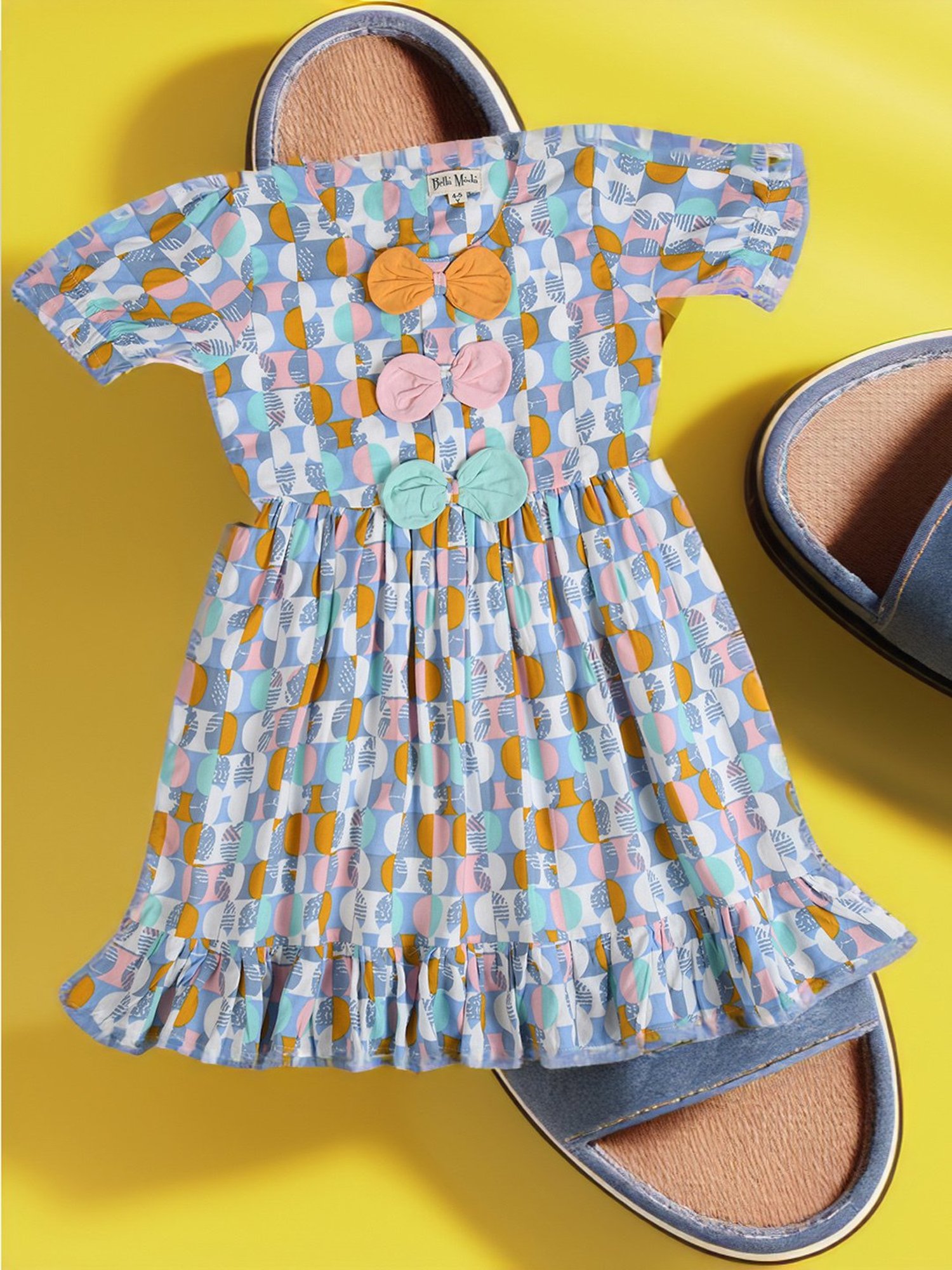 Bella Moda Kids Multicolor Printed Fit & Flare Dress