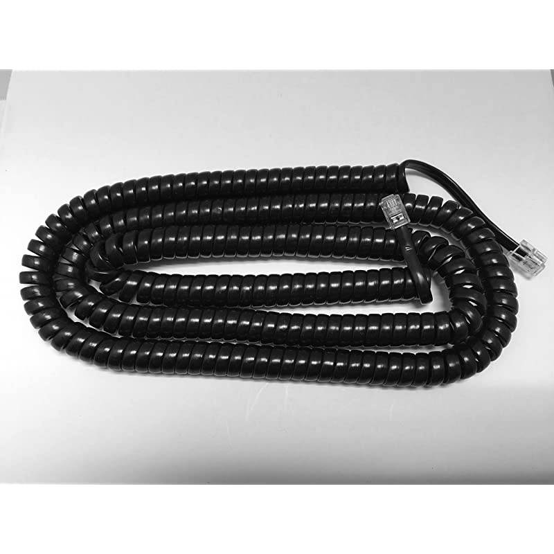Replacement 25 Foot Long Black Handset Curly Cord for ATampT Lucent Avaya Merlin Business Phone