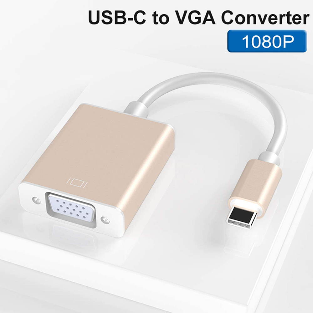 USB C to VGA Adapter, USB 3.1 Type C (USB-C) to VGA Adapter with Aluminium Case for Samsung Galaxy S8, MacBook Pro, New MacBook, MacBook Air 2018, Dell XPS 13/15, Surface Book 2 and More