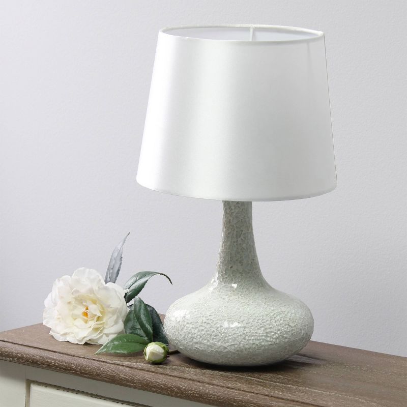 Mosaic Tiled Glass Genie Table Lamp with Fabric Shade White - Simple Designs