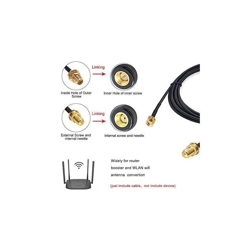 WiFi Antenna Extension Cable with SMA Male to SMA Female Coax Connector 3m 10FT by