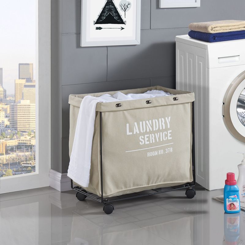 Danya B. Army Canvas Laundry Hamper on Wheels Mohave Earth