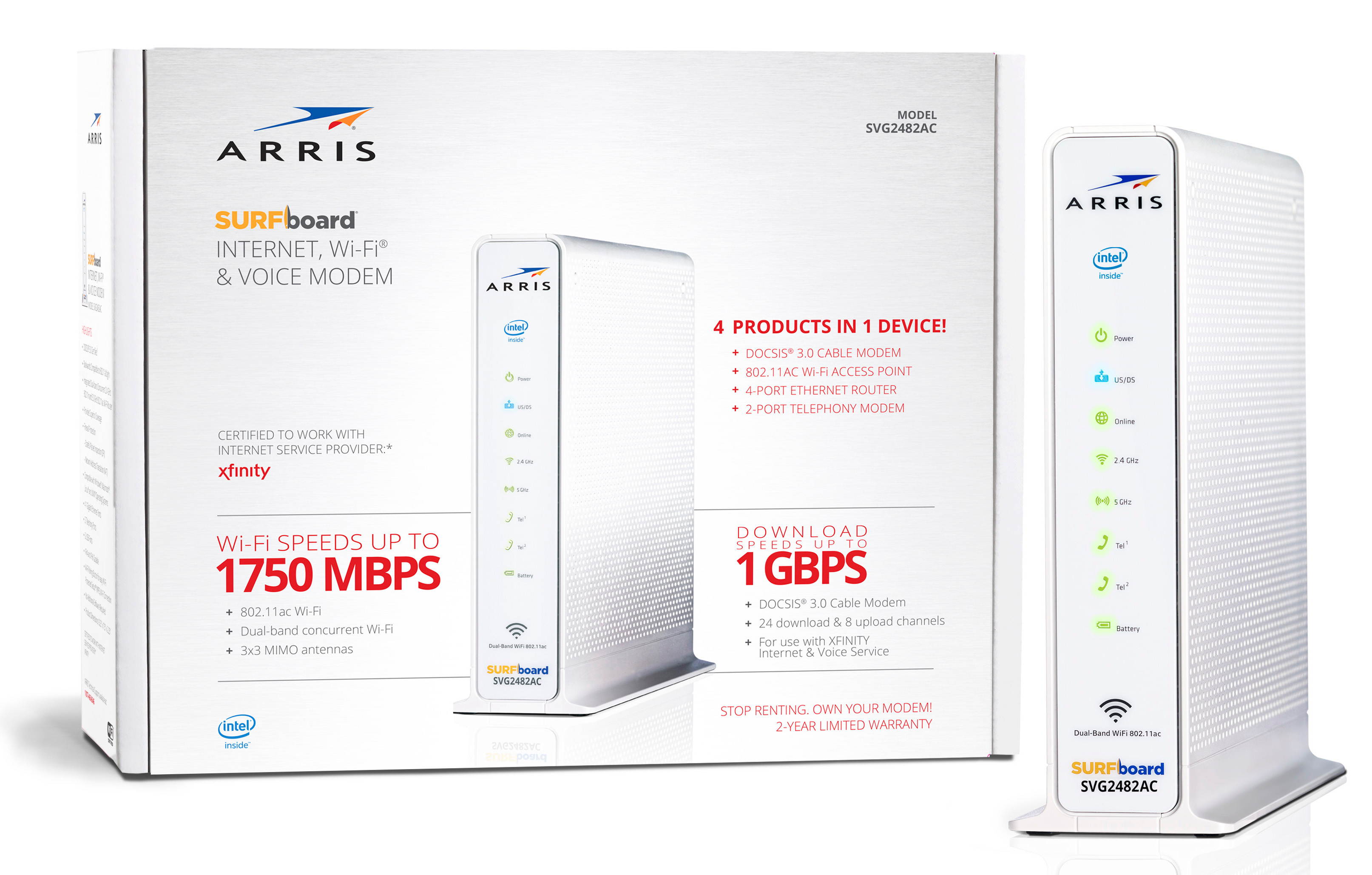 ARRIS SVG2482AC SURFBoard Internet, Wi-Fi & Voice Modem