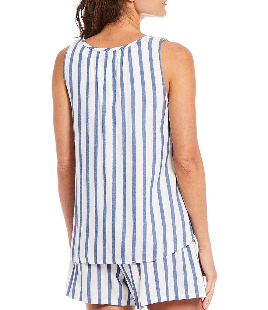 Nottibianche Yarn-Dye Lurex Striped Woven Shelf Bra Sleep Tank