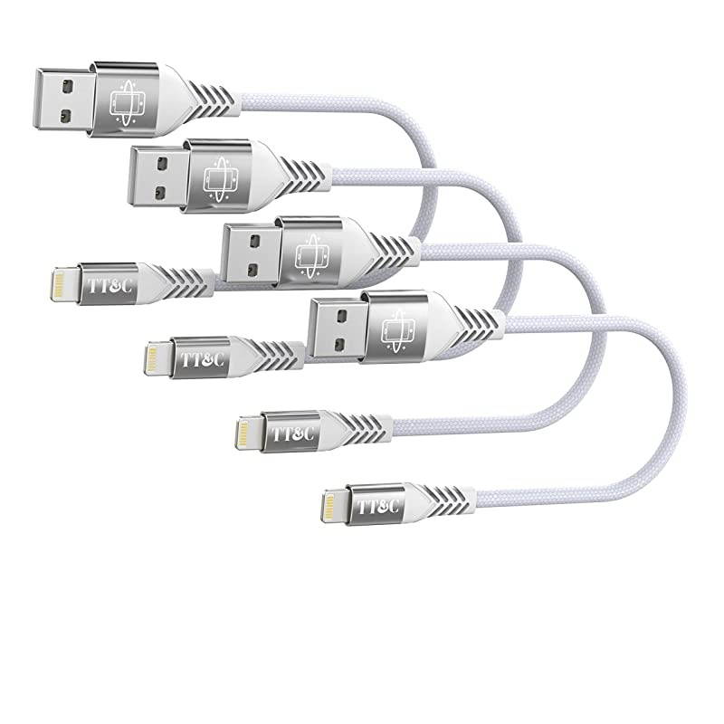 Short iPhone Cable Charger 6 inches Sync and Charging Data Cord Compatible with iPhone 11 XsXs MaxXrX88 Plus77 Plus6s65iPad White 4Pack