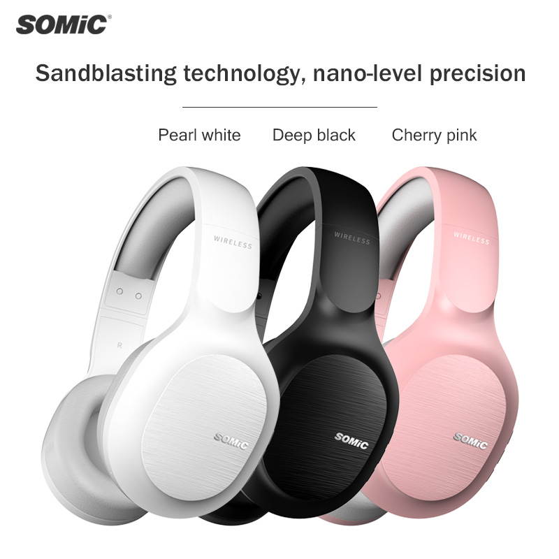 SOMiC Bluetooth Headphones Wireless 72H Playtime CVC8.0 Noise Reduction Hi-Res Certified Sound Headset Comfortable to Wear MS300