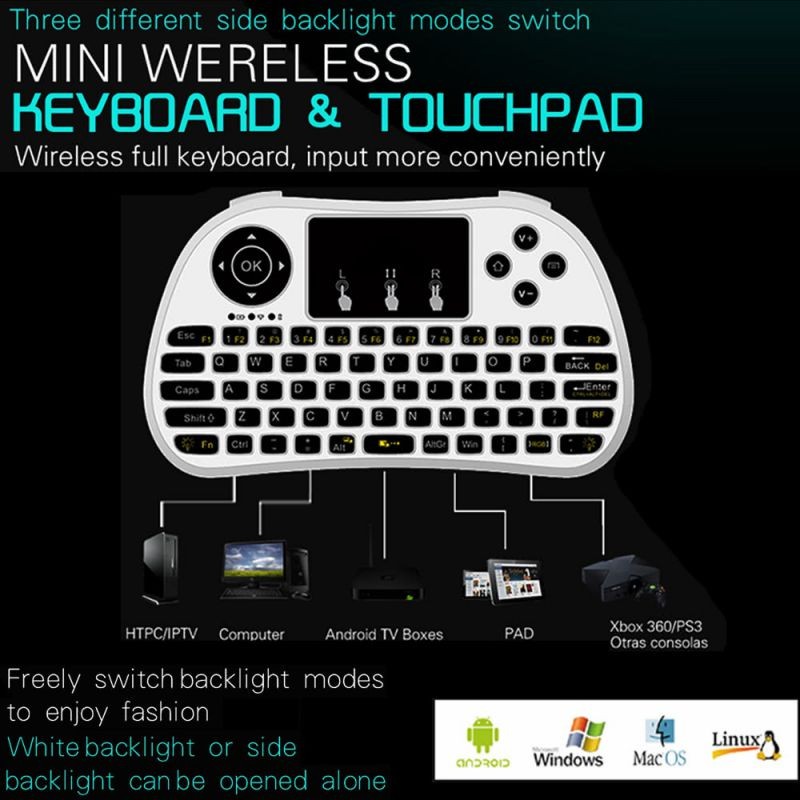 P9 2.4G RF Wireless Keyboard Flash Blacklit Keyboard w/ Touchpad Mouse Combo Multimedia Keys Handheld Remote