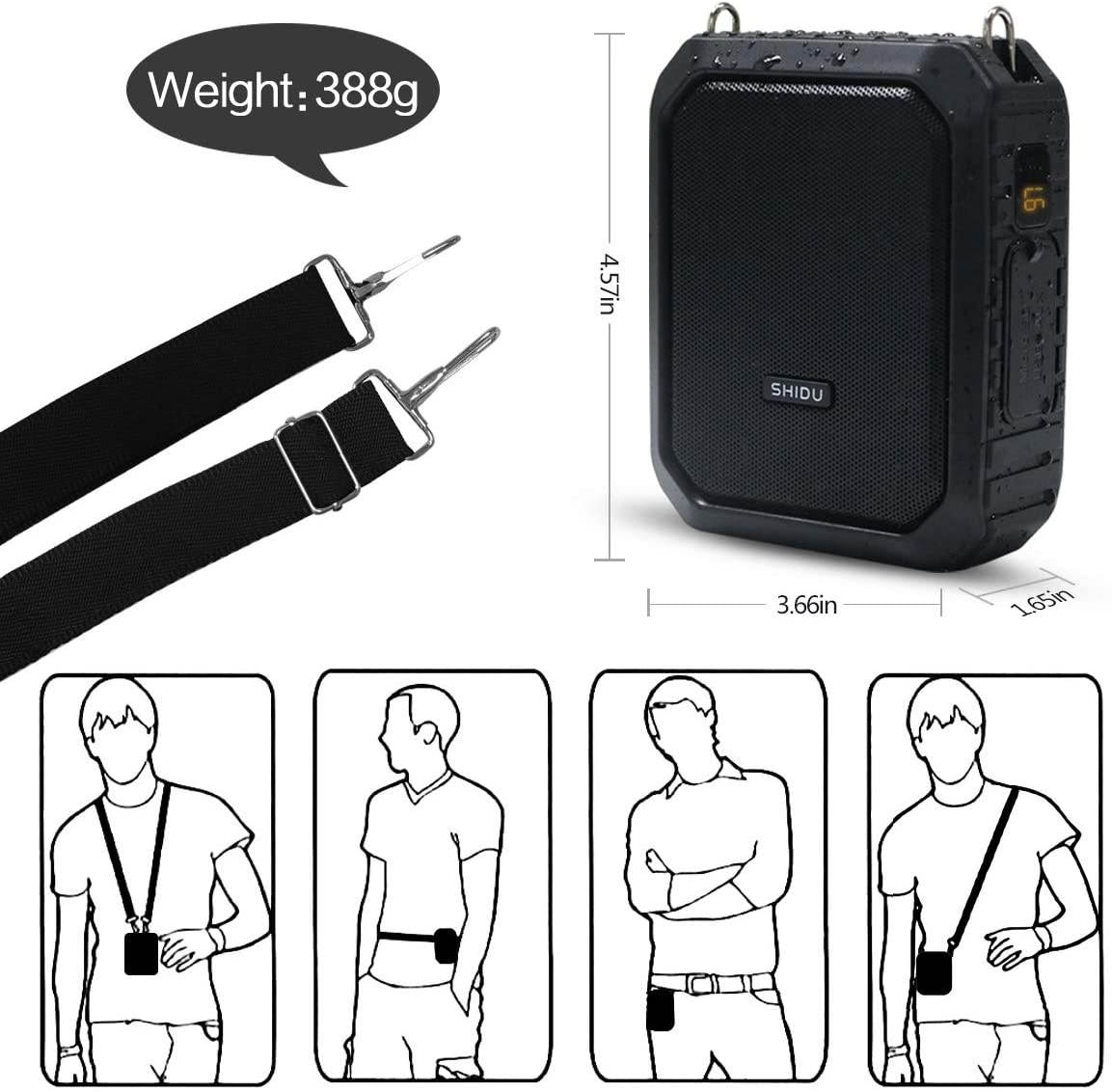 Voice Amplifier with Wired Microphone Headset 18W Waterproof IPX5 Voice Loudspeaker 4400mAh Rechargeable Portable PA system Power Bank for Outdoors Water Aerobics Teaching Meeting Training etc