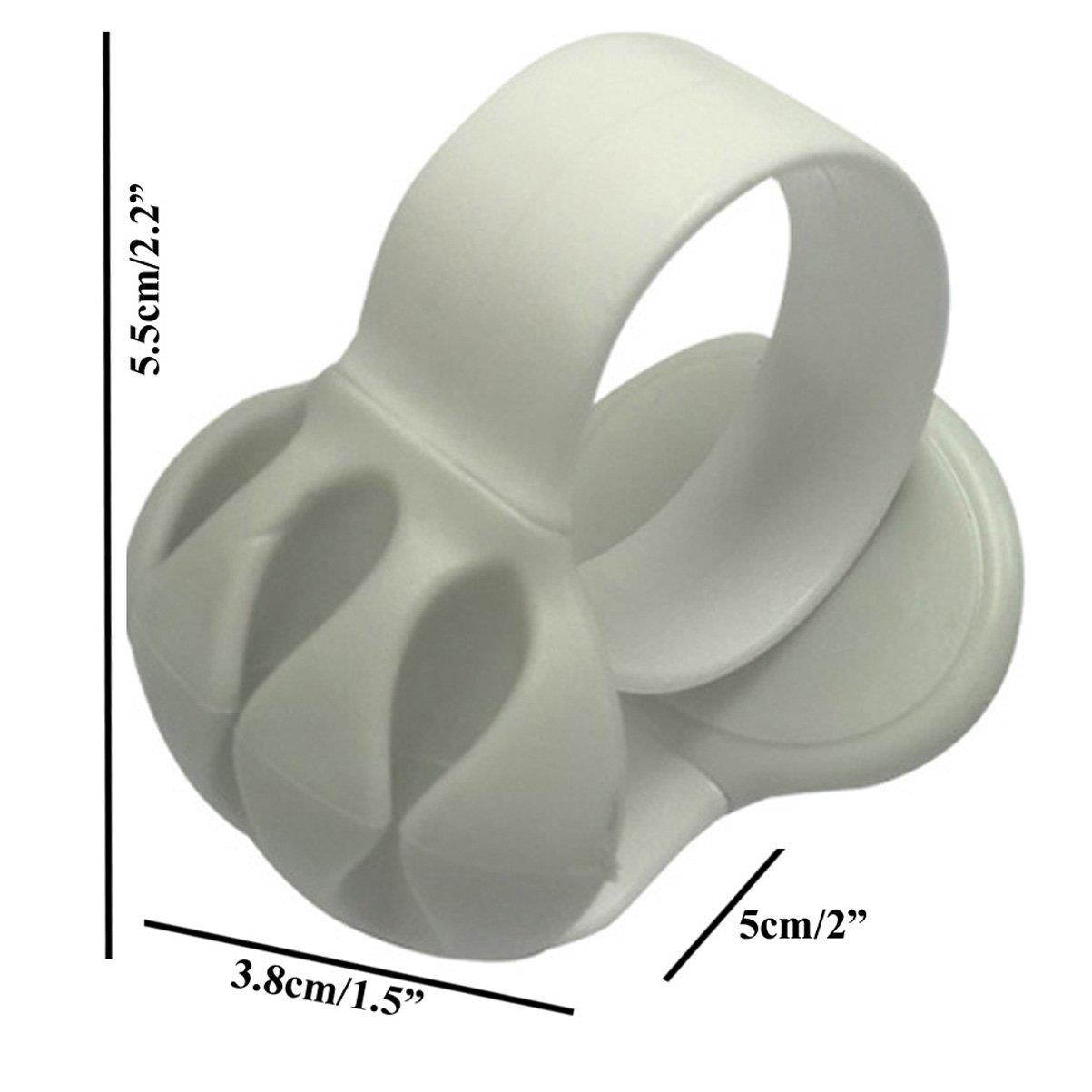 Coralpearl Non Adhesive Weighted Desk Cable Drop Clips Silicone Desktop Organizer Small Line Ties Fixer Tidy Table Top Wire Holder Clamp Cord Management Set for Home Office (White 2pcs)